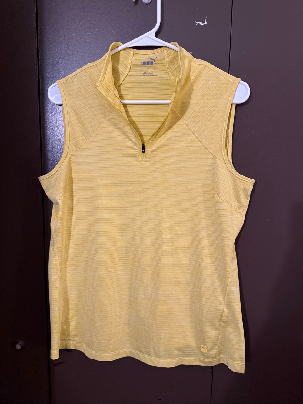 Puma Yellow Sleeveless Half-Zip Athletic Top